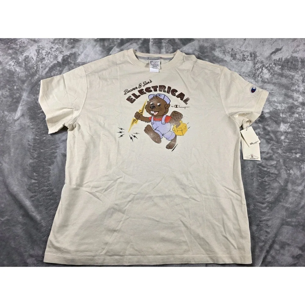 NWT Champion Stadium T-Shirt Beaver &‎ Son's Electrical Graphic Logo Men's Small - Picture 2 of 7